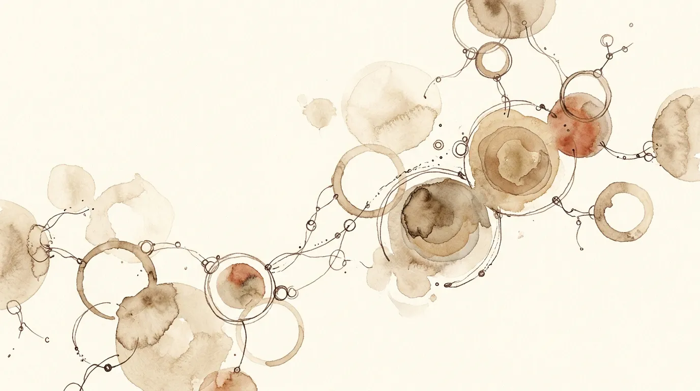 Watercolor of linked circles inspired by molecules, hormone imbalance article, AWE Aesthetics & Wellness Experience, Pinecrest